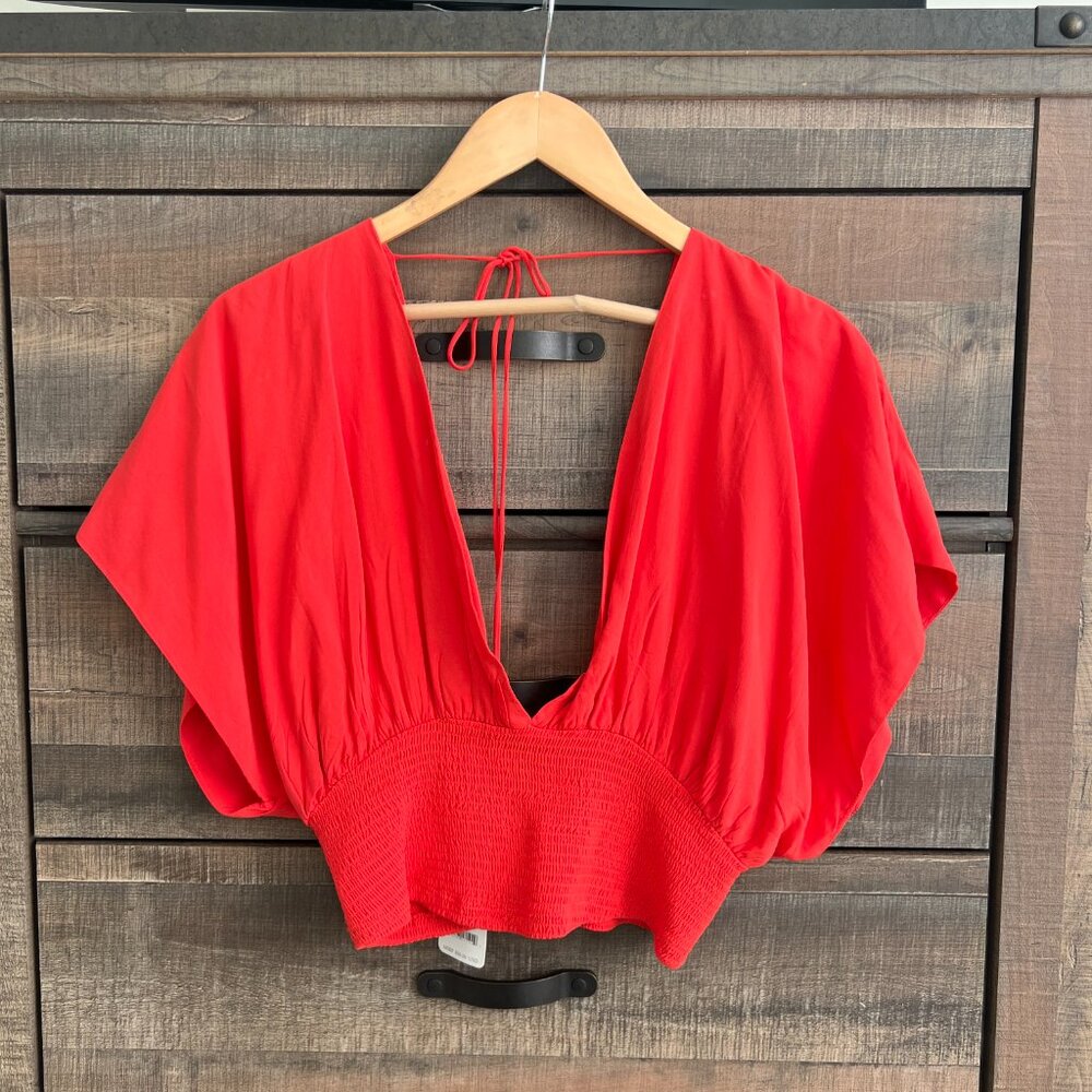 Free People Deep Neck Crop Top Size M